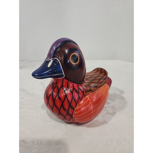 Mexican Folk Art Bird Pottery M Palacios Mexico Hand Painted Colorful 5" Tall - Picture 11 of 11